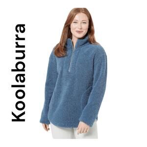 Koolaburra ugg small fleece sherpa pullover sweatshirt 1/4 zip blue gorp teddy